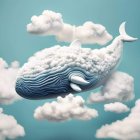 Whale-shaped cloud in blue sky art portrayal