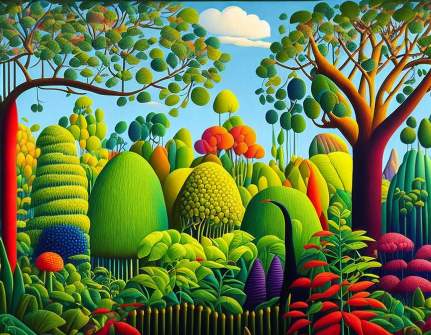 Colorful Stylized Forest Painting with Rounded Trees