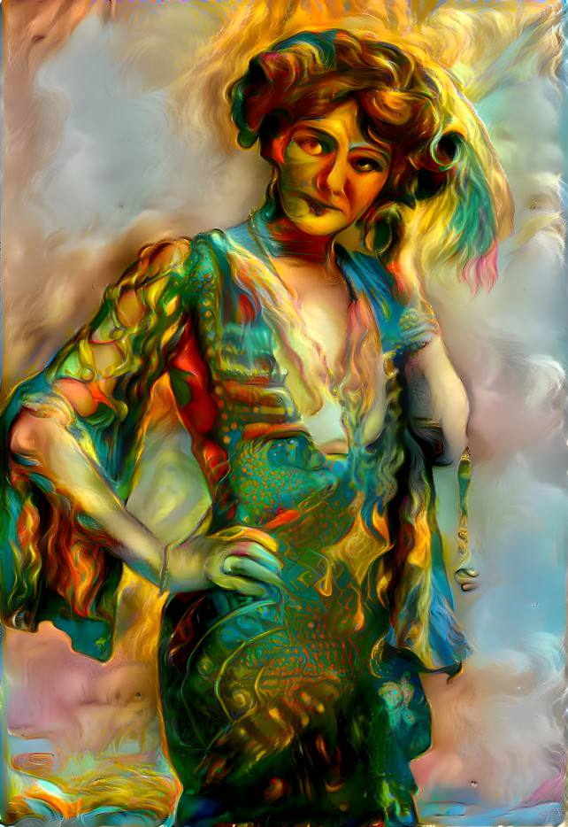 Woman in colorful dress