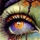 Surreal artwork: eye integrated with landscape elements