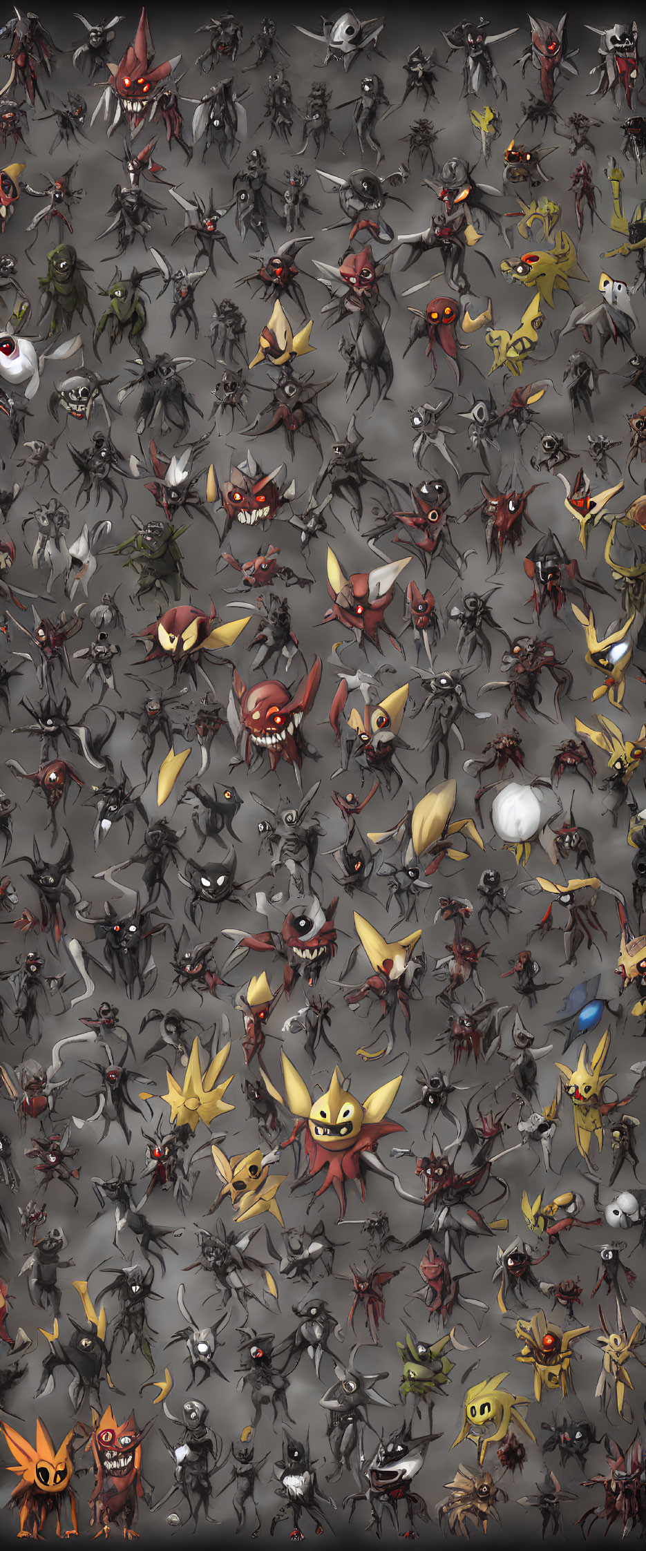 Assorted stylized bug illustrations on grey background