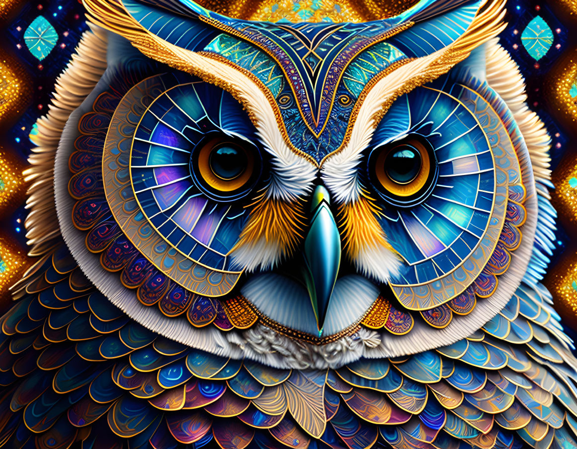 Colorful Owl Digital Illustration with Intricate Patterns