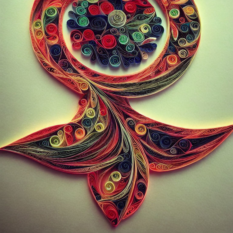 Colorful Quilled Paper Art: Intricate Symmetrical Design