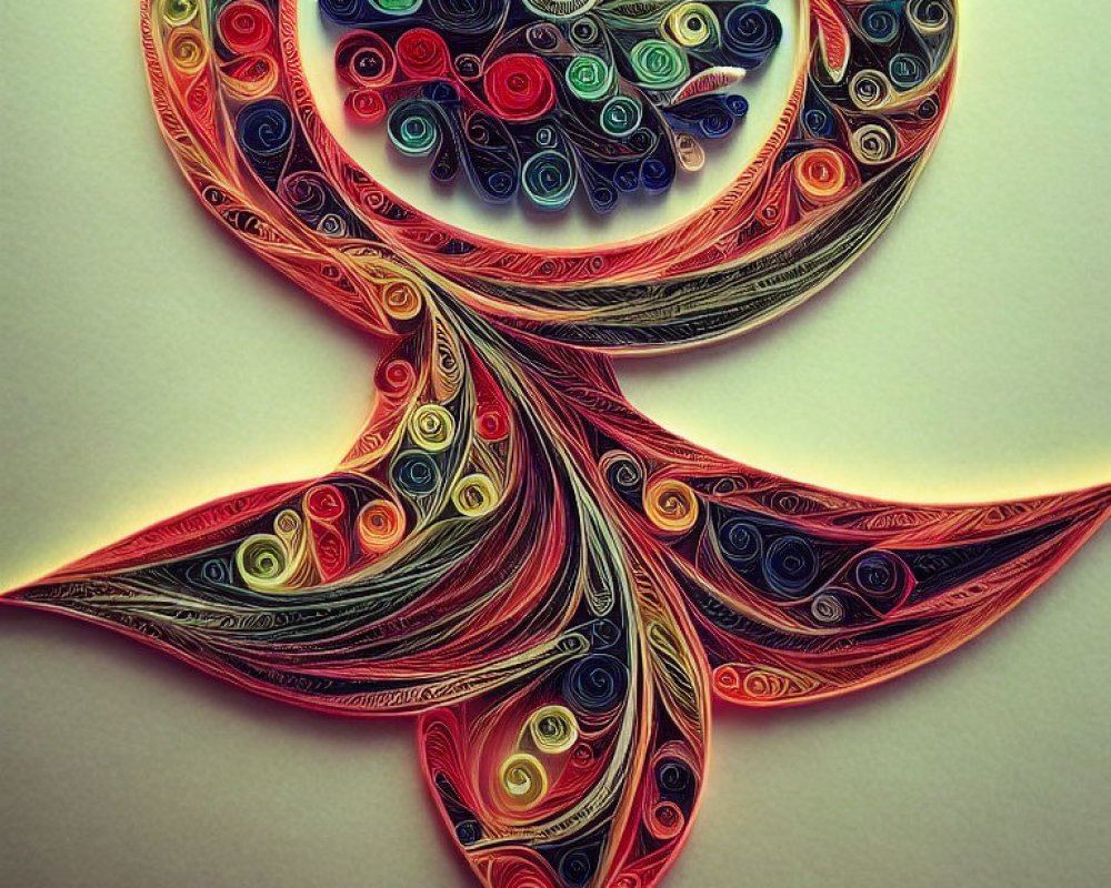 Colorful Quilled Paper Art: Intricate Symmetrical Design