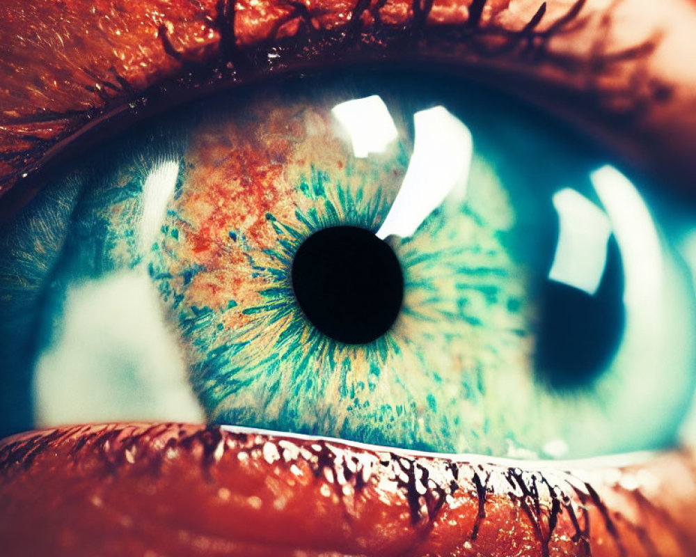 Detailed Close-Up of Human Eye with Vibrant Blue Iris