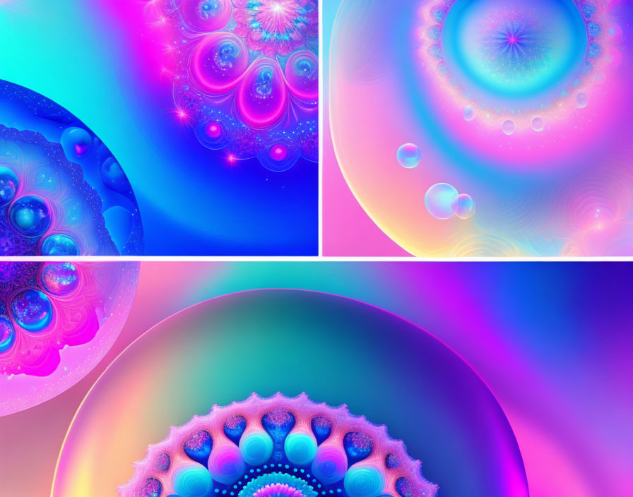 Colorful Abstract Fractal Art with Neon Circular Designs