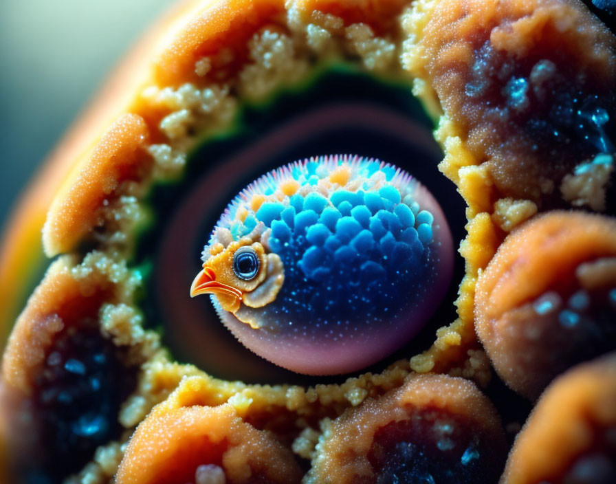 Colorful Textured Cephalopod Eye: Detailed Macro View