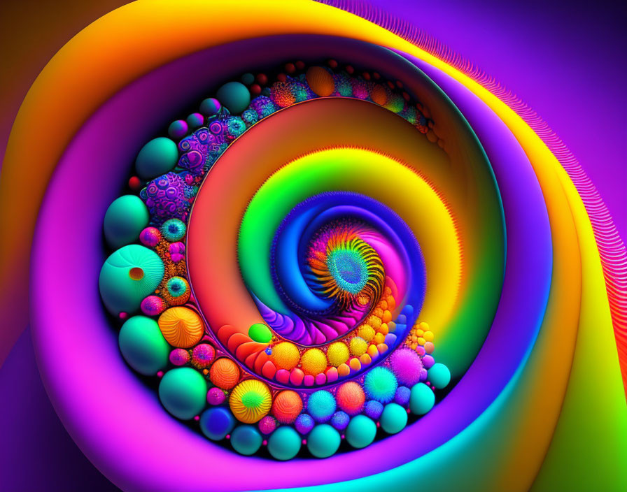 Colorful Spiral Fractal with Spherical Shapes