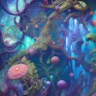 Colorful Underwater Scene with Coral, Flora, Jellyfish, and Fish