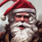 Monstrous Santa Claus with tentacles, sharp teeth, and yellow eyes