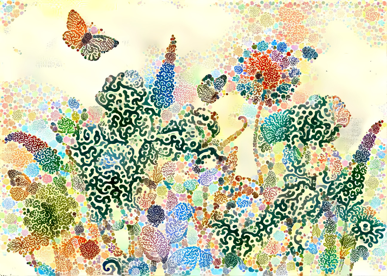 Butterfly and wildflower with generated deep style