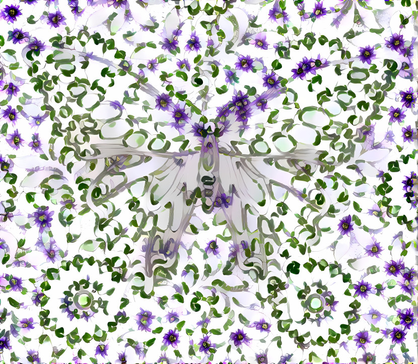 Butterfly with passionflower tiling