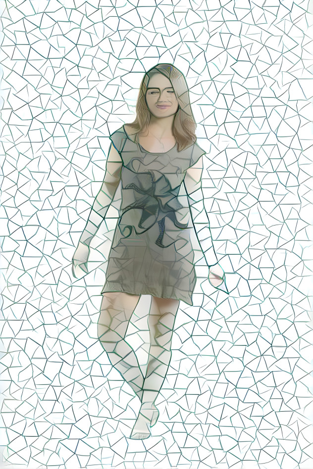 Woman in octopus dress with Penrose tiling