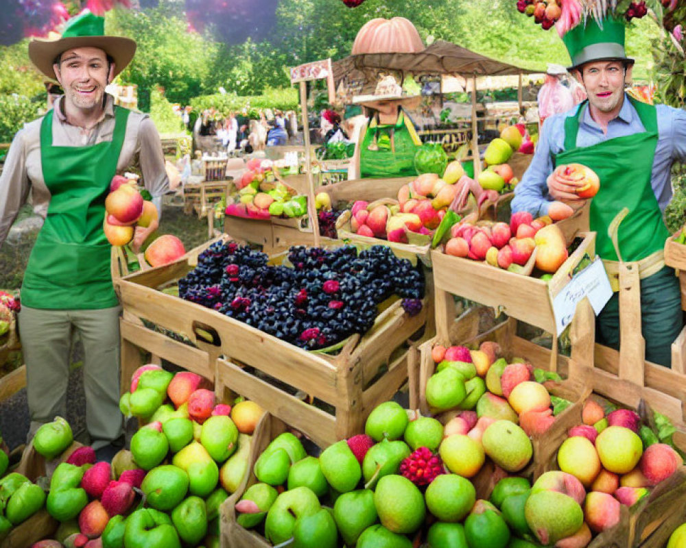 Vibrant fruit market stall with fresh apples and berries.