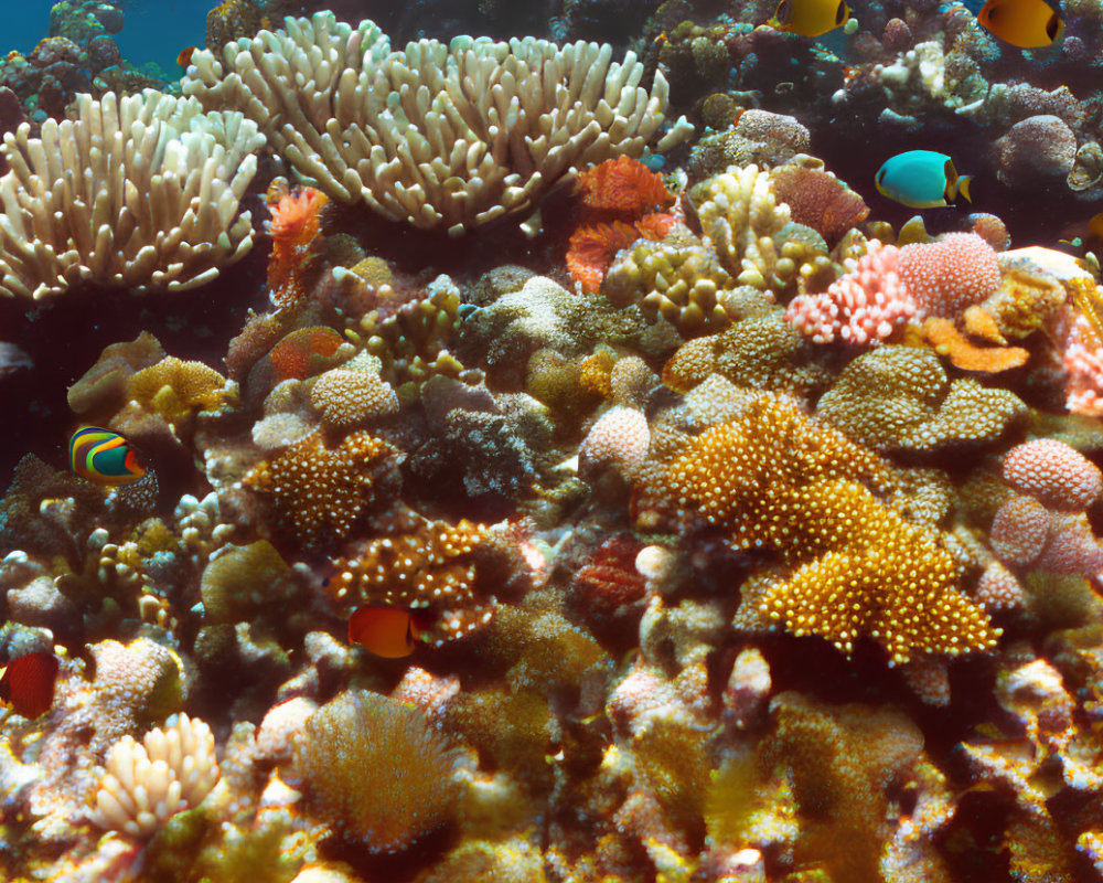 Colorful Marine Life in Vibrant Coral Reef Scene