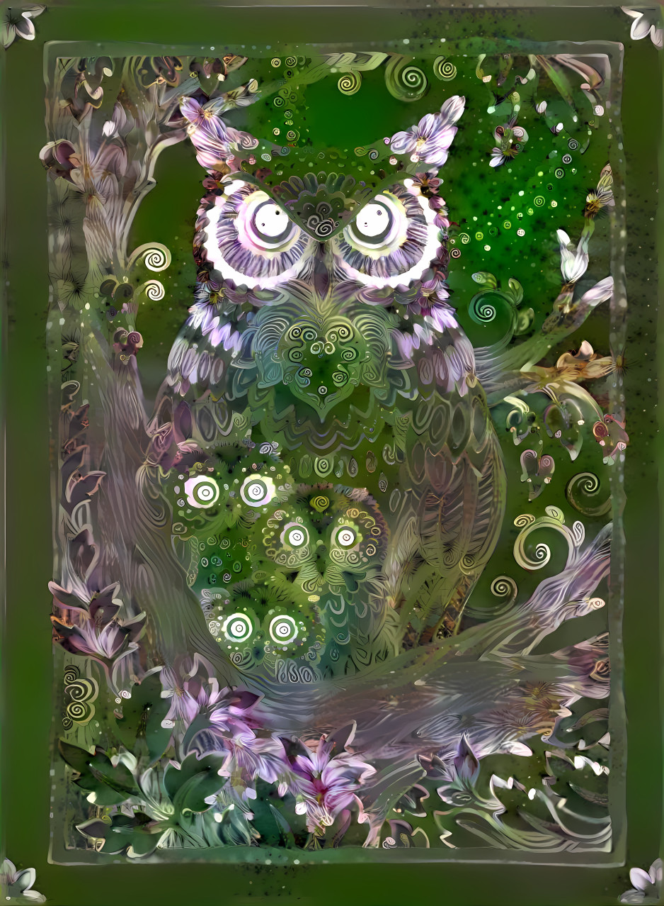 Owl with passionflower style