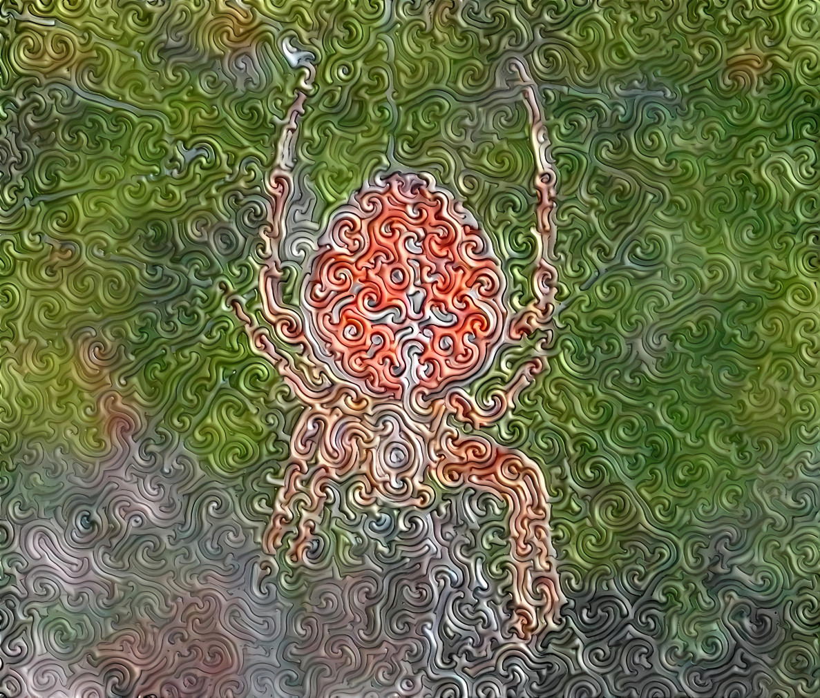 Pumpkin Spider in Swirls