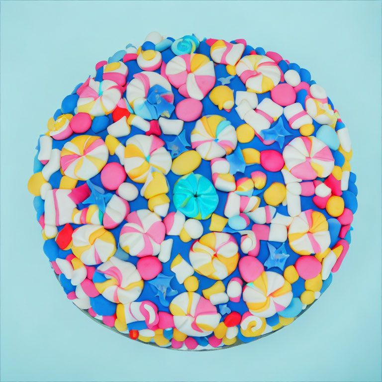 Colorful Candy Sphere on Blue Background