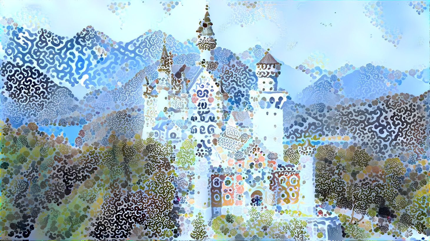 Neuschwanstein with a generated style