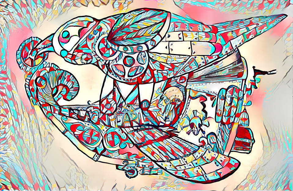 Airship drawing colored with kaleidoscope