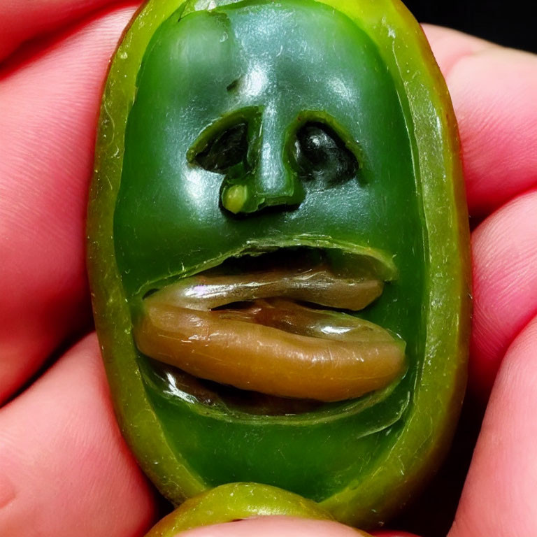 Green Chili Pepper Reveals Face-Like Formation