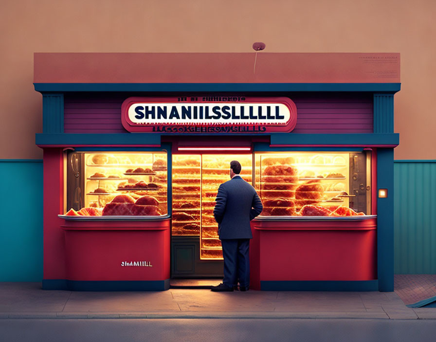 Brightly Lit Meat Shop with Large Windows Displaying Meat Products