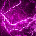 Purple fantasy scene with lightning, cloaked figure, castle, and menacing creatures.