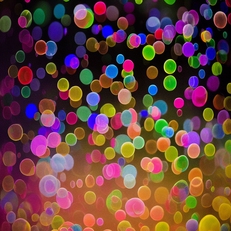 Colorful Circular Bokeh Lights on Dark Background