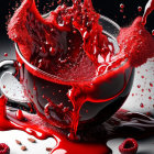 Dynamic Red Coffee Mug Splash on Dark Background