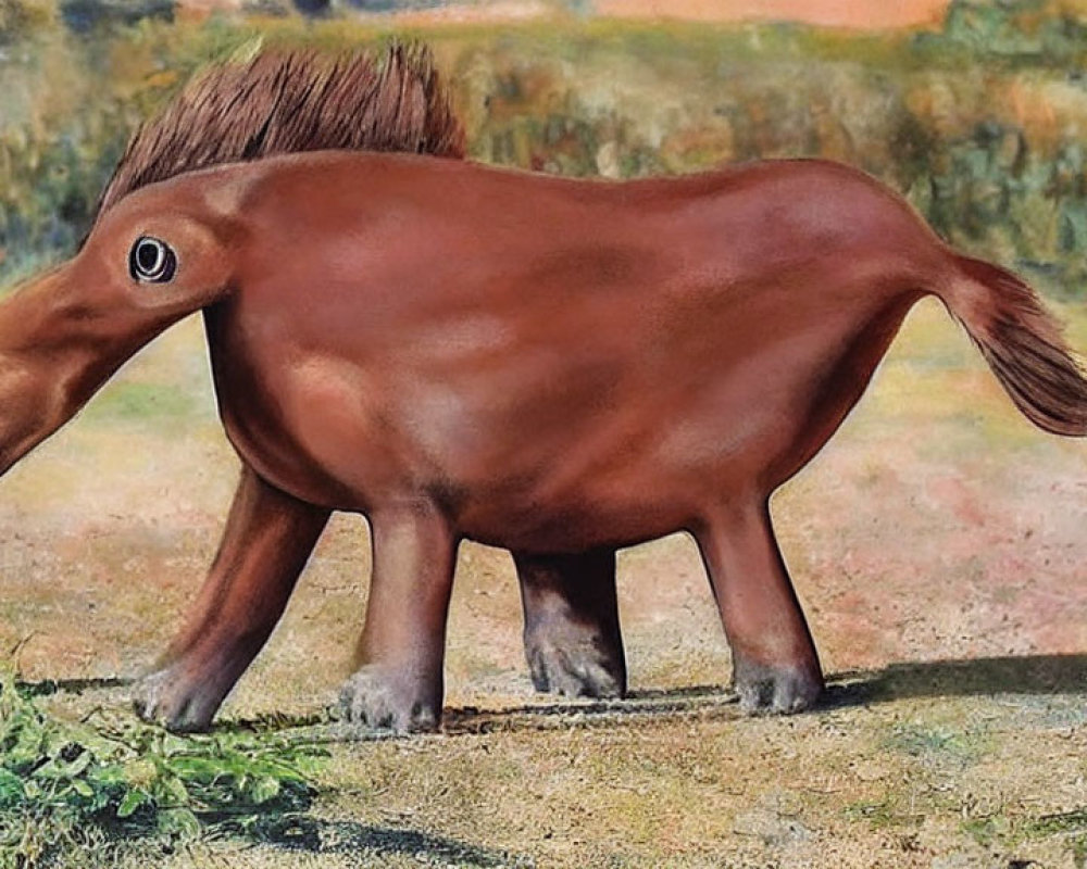 Stylized brown horse-like creature with playful design