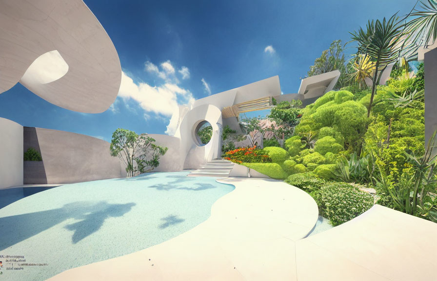 Organic shapes and circular openings in futuristic exterior design