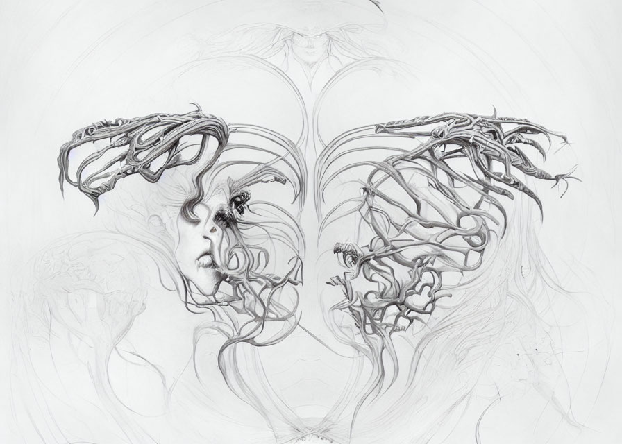 Symmetrical Smoke-Like Figures in Abstract Monochromatic Art