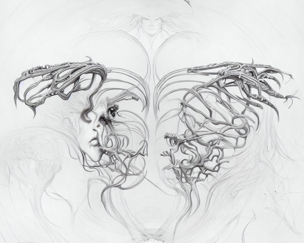 Symmetrical Smoke-Like Figures in Abstract Monochromatic Art