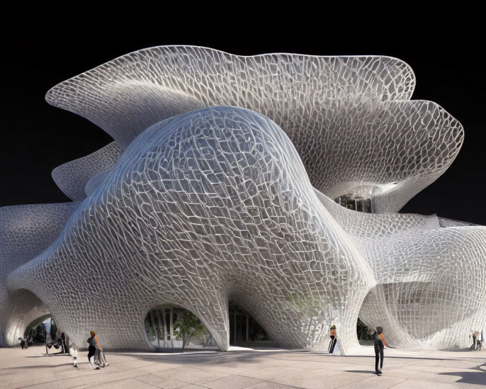 Unique Wavy Honeycomb Design Building in Urban Plaza