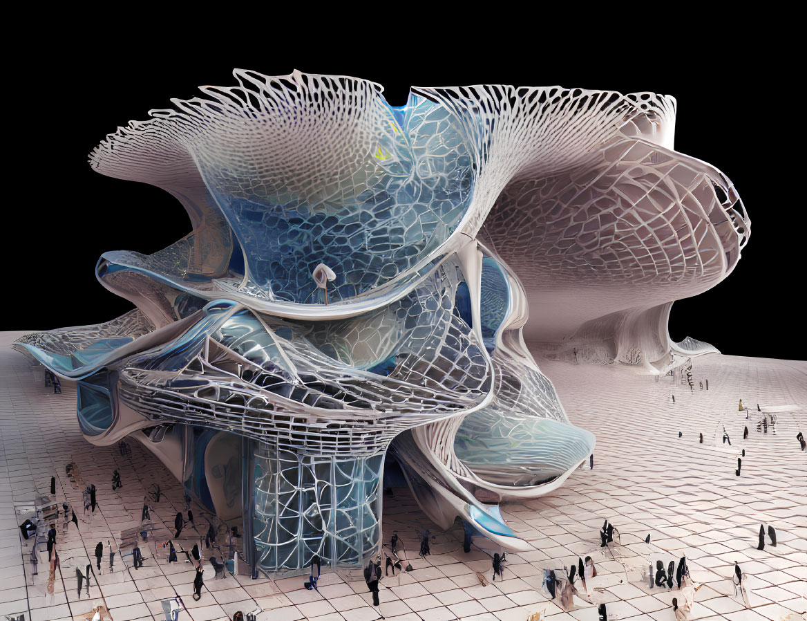 Organic Design Futuristic Building with Intricate Lattice Structures