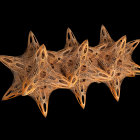 Abstract 3D rendering of star-shaped structure with web-like patterns in orange and blue