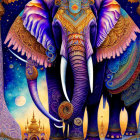 Colorful Elephant Illustration with Ornate Patterns & Mandalas