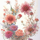 Colorful Bouquet Illustration Featuring Pink and Peach Flowers