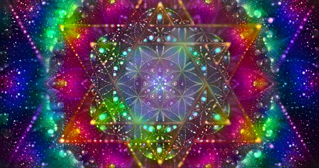 Rainbow kaleidoscope mandala 