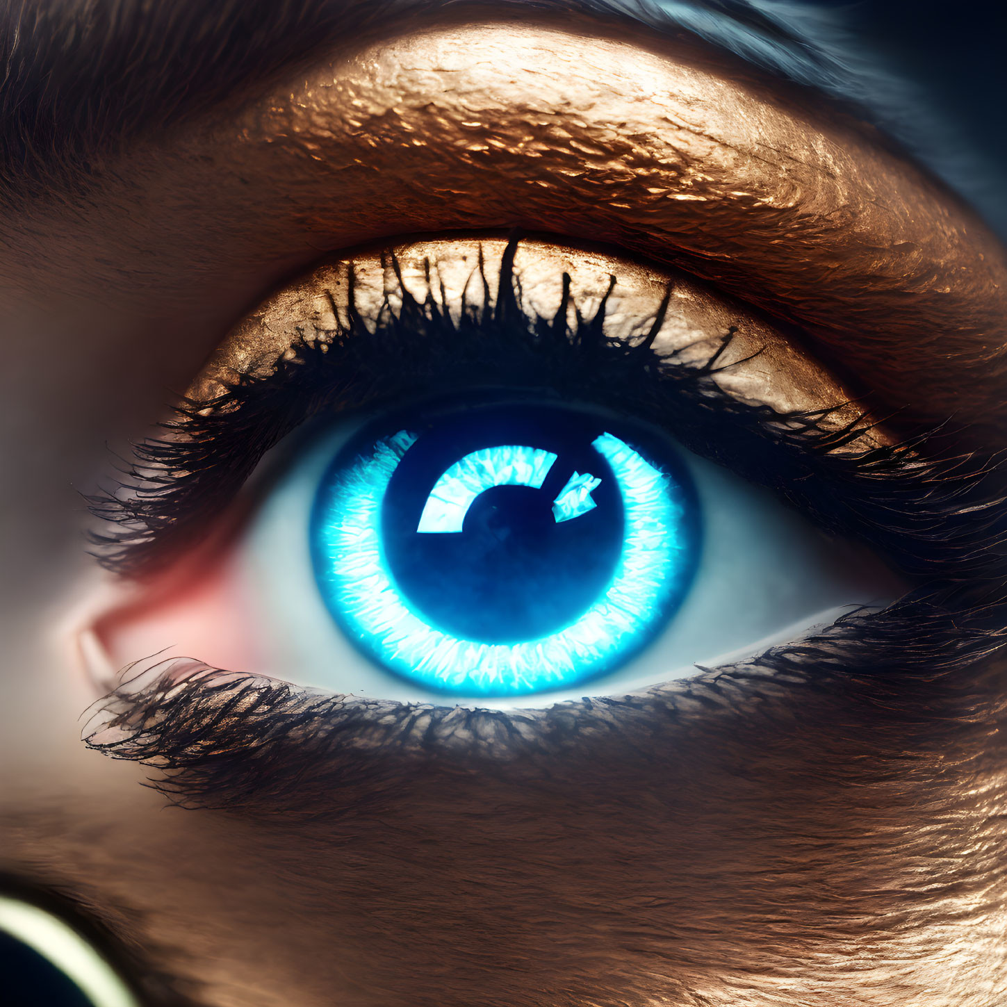 Detailed Close-Up of Human Eye with Blue Iris and Long Eyelashes