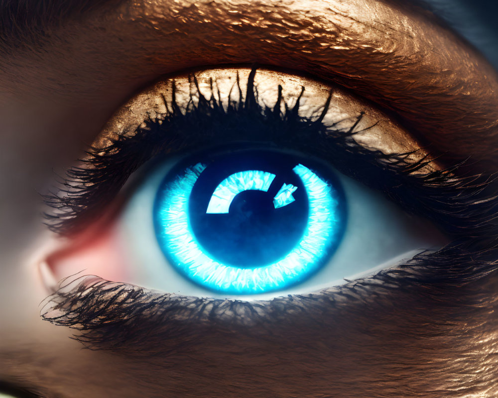 Detailed Close-Up of Human Eye with Blue Iris and Long Eyelashes