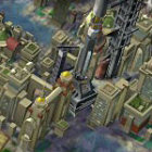 Futuristic cityscape with majestic buildings and lush greenery