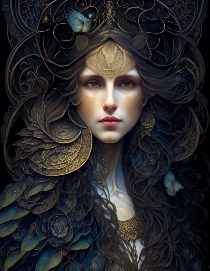 Intricate Steampunk-Inspired Woman Portrait