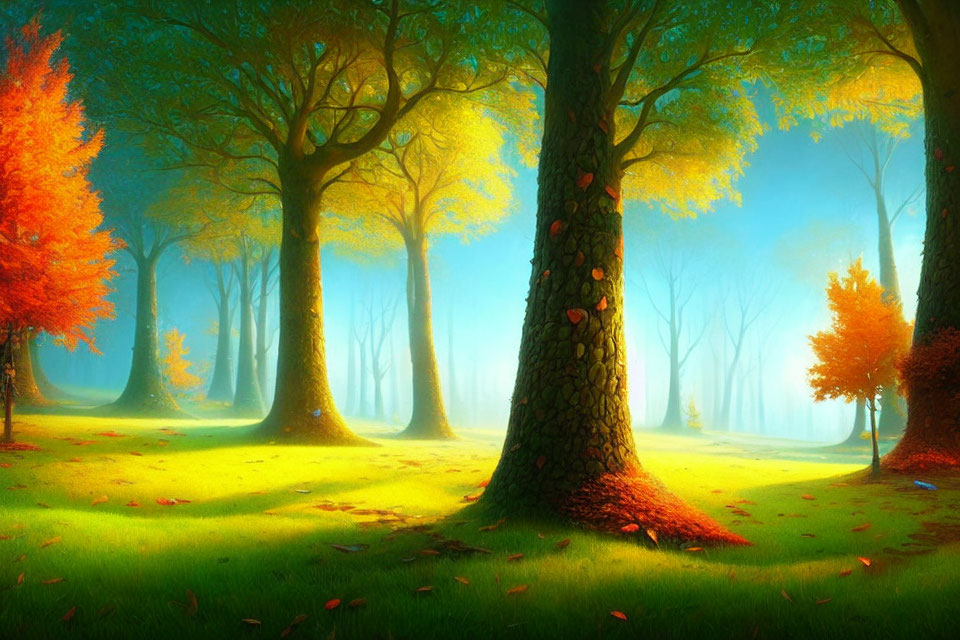 Vibrant autumn forest with enchanting atmosphere