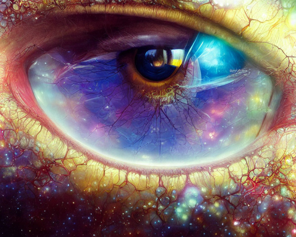 Colorful Cosmic Eye Artwork with Rich Colors and Nebula Patterns