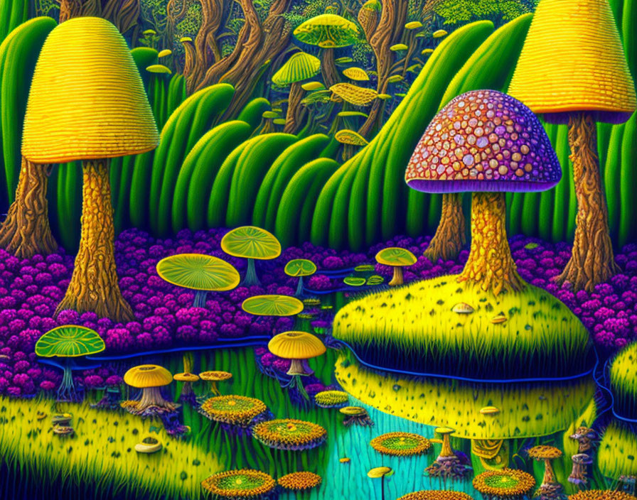 Colorful Psychedelic Artwork of Fantastical Landscape