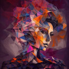 Colorful digital artwork: Woman with tree-like hair in neon hues