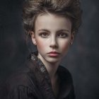 Woman with Sunflower Floral Headdress and Dramatic Makeup