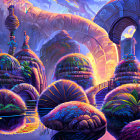 Colorful Jellyfish-Like Creatures in Fantastical Underwater Scene