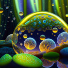 Colorful digital artwork: Glowing orbs, intricate patterns, dark background